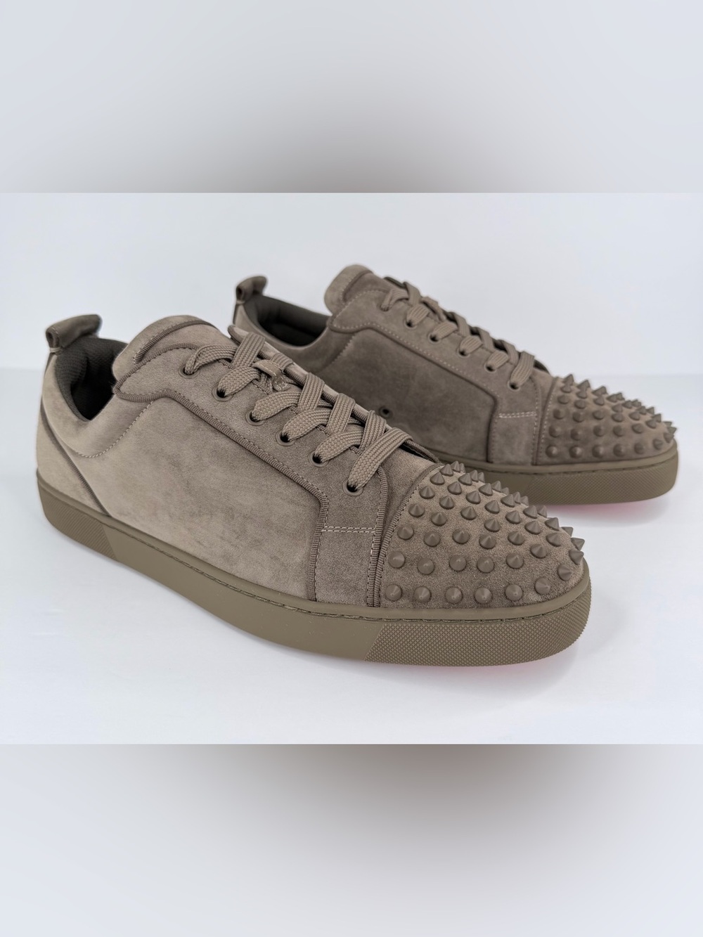 Christian Louboutin Louis Junior Spike Orlato Suede Gray Sneakers EU 44 - US 11